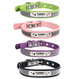 Personalized Reflective Leather Dog Collar With Custom Name Tags!